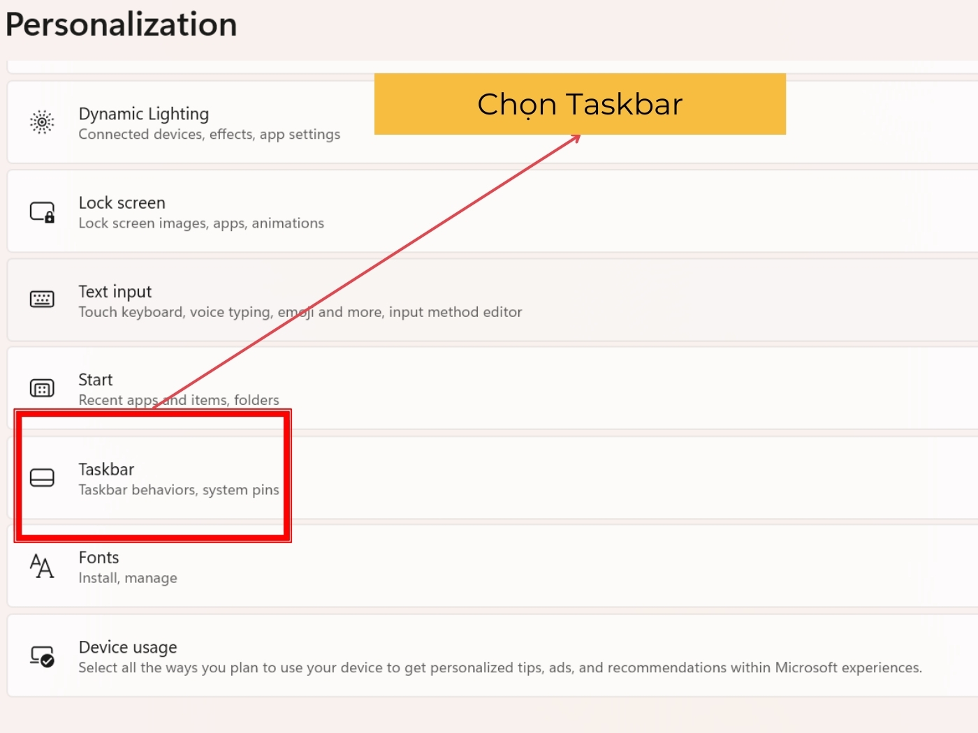 Cách ẩn thanh Taskbar Win 11 qua Setting bước 2